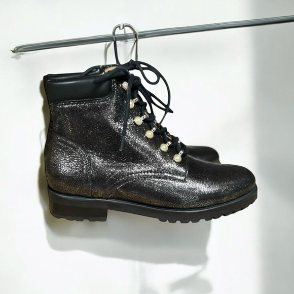 🌻NEW Jack Rogers Peyton Pearl Gummetal Chukka Combat Boots Women's Size 6 - Picture 3 of 9